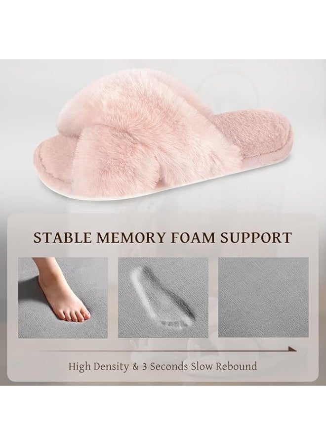 أحذية منزلية نسائية مفتوحة القدم مريحة بقطعة خنزير ناعمة ودافئة مع نعل مضاد للانزلاق ومفتوحة للارتداء في الداخل والخارج - Image 4